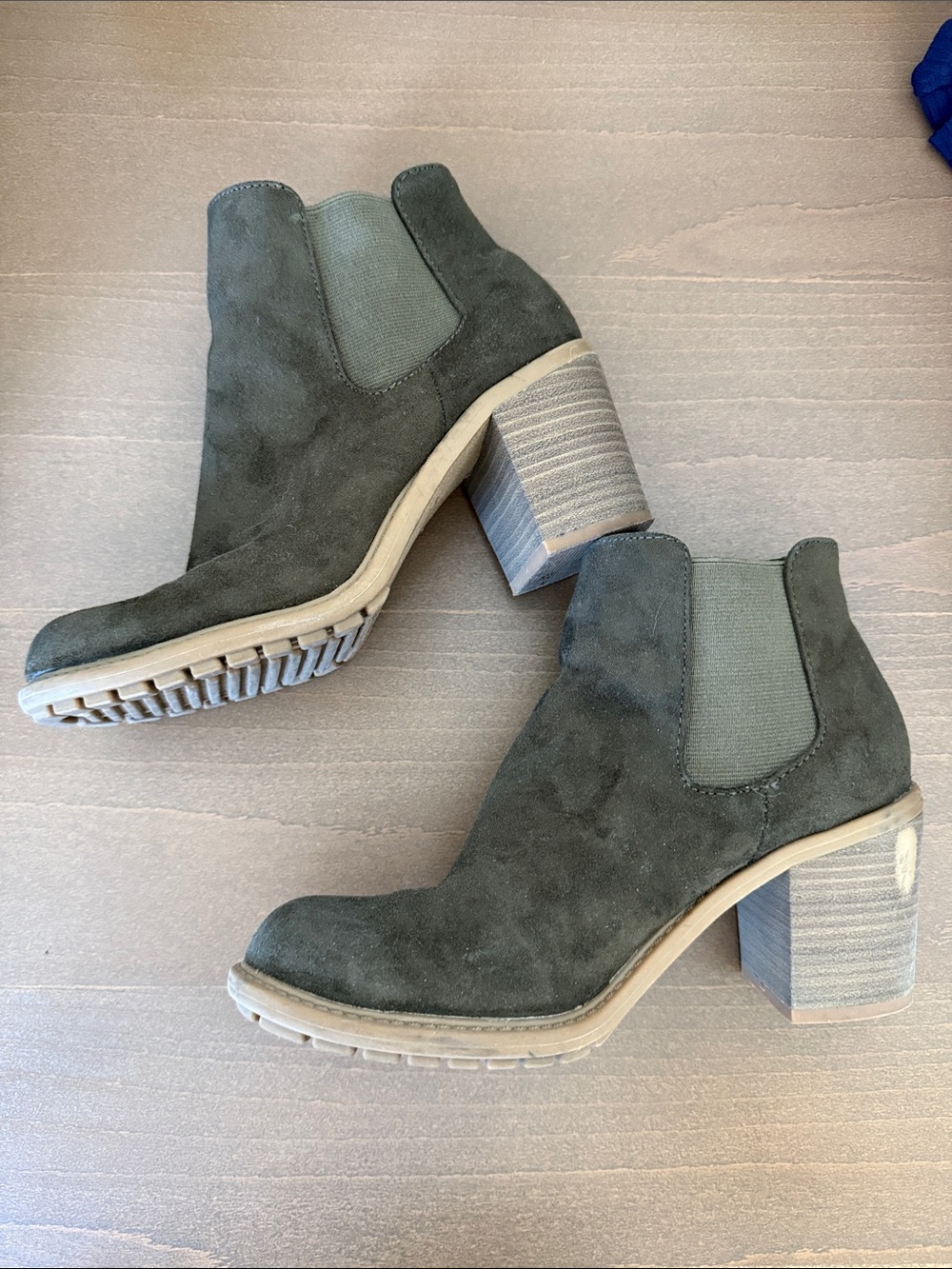 Merona Olive Suede Chelsea Ankle Boots